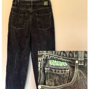 Empyre Tori Black Acid Wash Baggy Wide Leg Jeans Size 6 Y2K Skater 90s High Rise